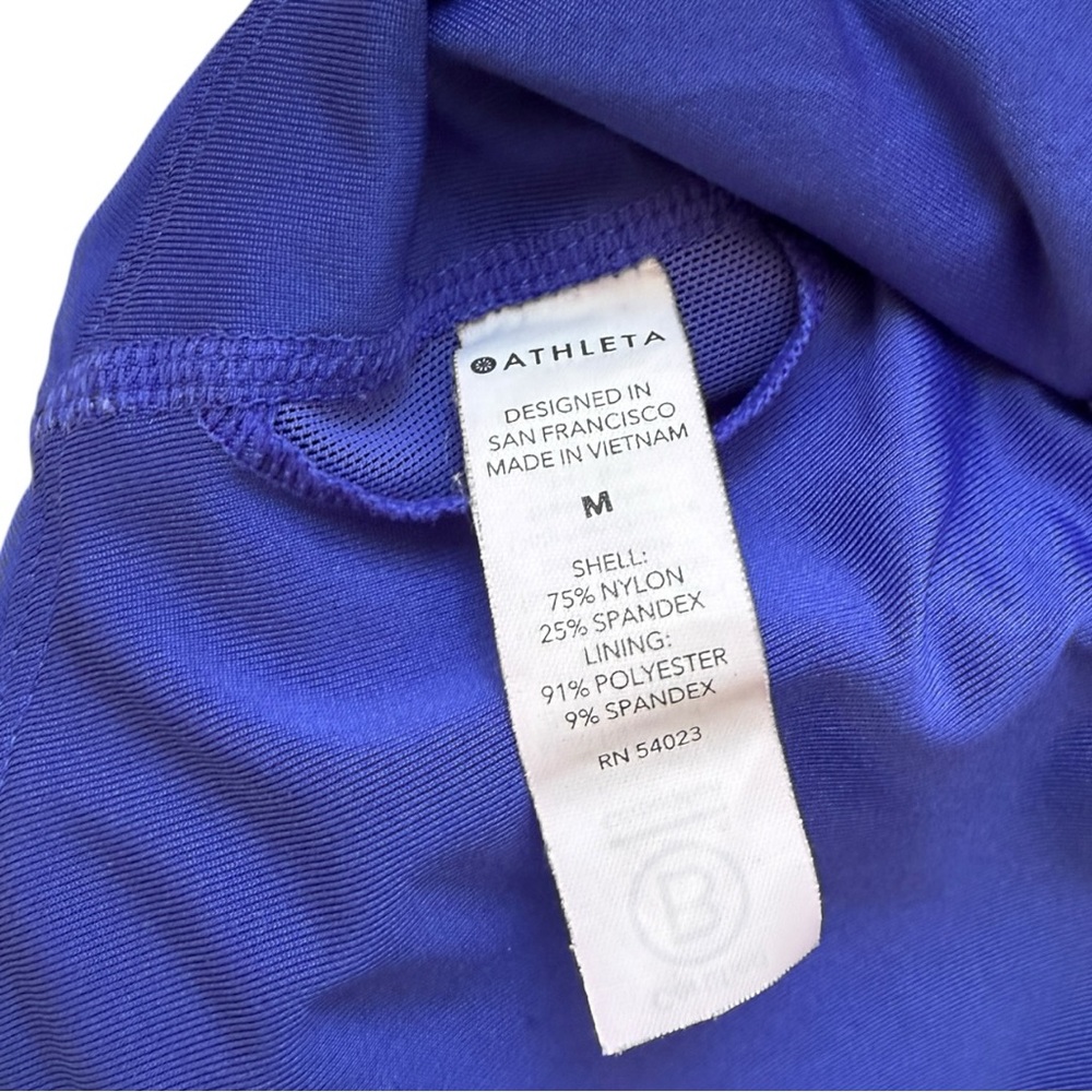 Athleta Swim Conscious Crop Vibrant Blue High Neck Modest Bikini Top Size Medium - Picture 6 of 6